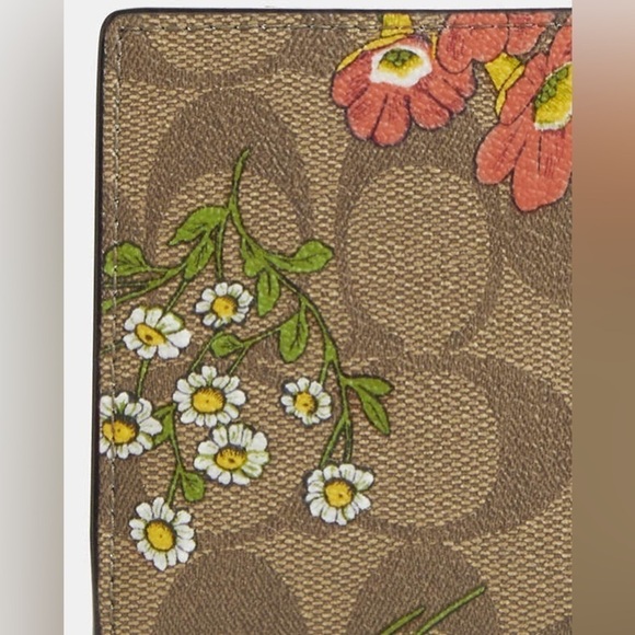Coach Outlet Slim Zip Wallet In Signature Canvas With Floral Print - Picture 3 of 5